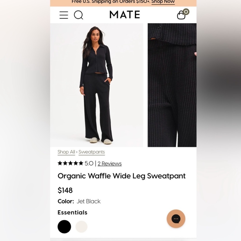 MATE the Label Wide Leg Waffle Sweatpants Pants - Loose fit oversized comfy tall